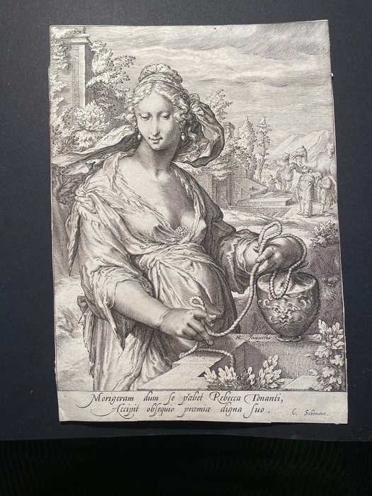 Hendrick Goltzius , Matham Jacob (XVI) - Rebecca moglie di Isacco al pozzo