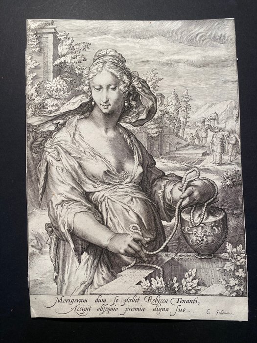 Hendrick Goltzius , Matham Jacob (XVI) - Rebecca moglie di Isacco al pozzo