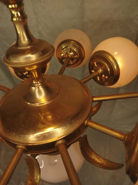 Loftslampe - Bronze, Krystal, Messing - Sputnik lampe