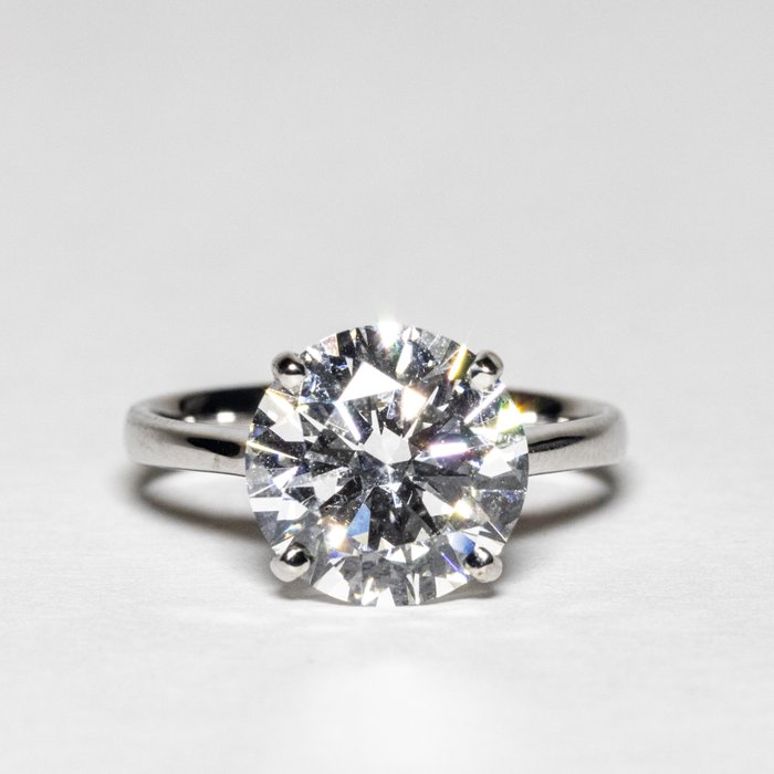 Forlovelsesring - 18 kraat Hvidguld -  4.08ct. tw. Diamant (Laboratoriedyrket) - F VS1 IDEAL