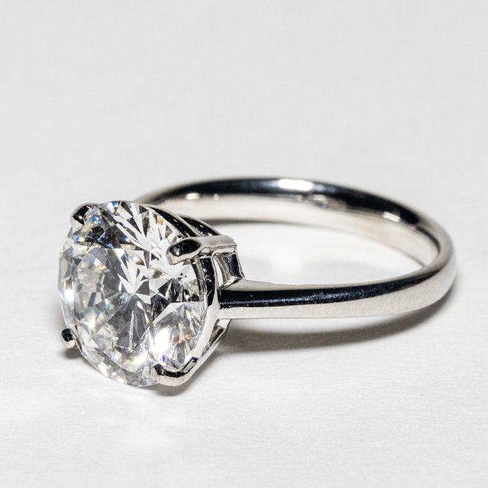 Forlovelsesring - 18 kraat Hvidguld -  4.08ct. tw. Diamant (Laboratoriedyrket) - F VS1 IDEAL