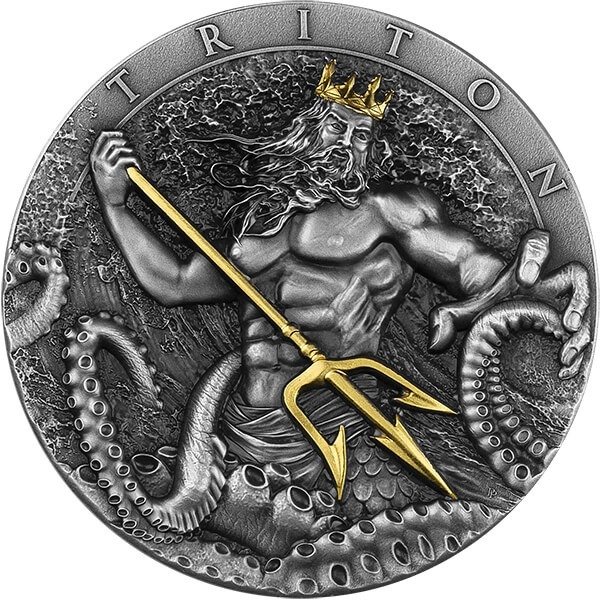 Niue. 5 Dollars 2022 Triton - Antique Finish, 2 Oz (.999)