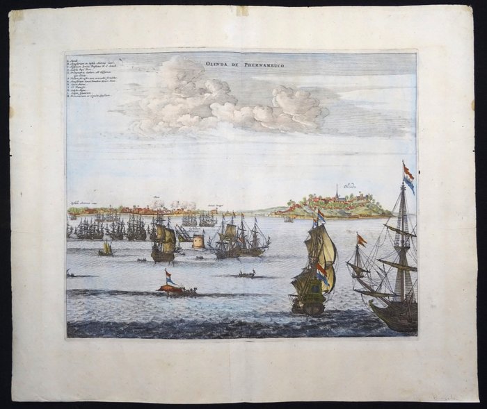 America - Sydamerika / Brasilien / Olinda / Recife; Arnoldus Montanus / Jacob van Meurs - Olinda de Phernambuco - 1661-1680