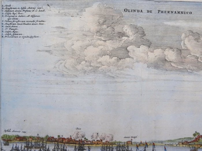 America - Sydamerika / Brasilien / Olinda / Recife; Arnoldus Montanus / Jacob van Meurs - Olinda de Phernambuco - 1661-1680