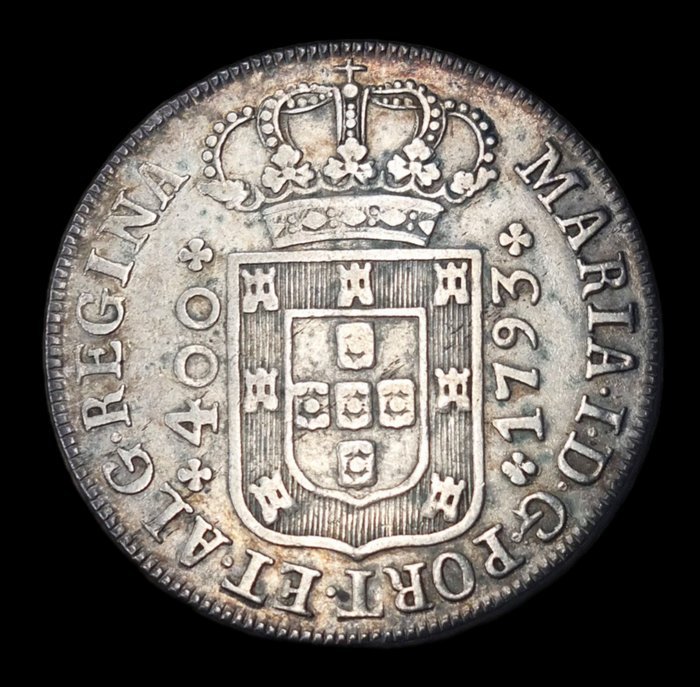 Portugal. D. Maria I (1786-1799). Cruzado Novo (480 Reis) 1793 - Coroa Baixa  (Ingen mindstepris)