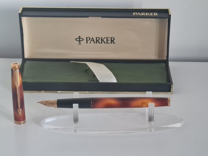 Parker - 35 laque de chine marron plume en or 18 cts - Fyldepen