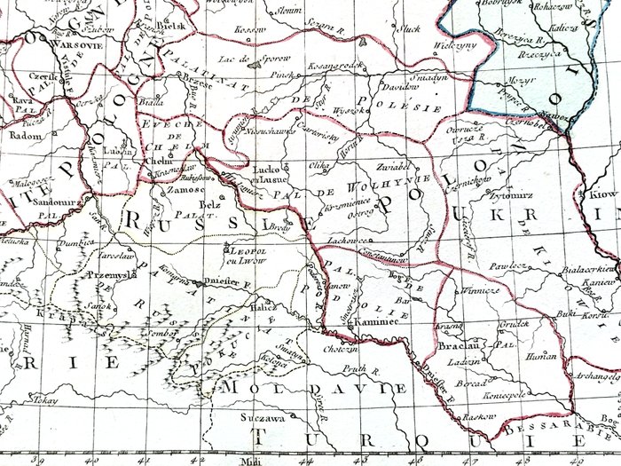 Polen - Rusland, Ukraine, Estland, Litauen, Lettonie; Louis-Charles DESNOS - Etat actuel de la Pologne et de la Lituanie - 1761-1780