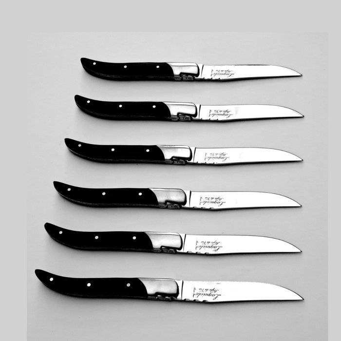 Laguiole - 6x Luxury Steak Knives - Black Ebony Wood - style de - Bordknive sæt (6) - Ibenholt træ