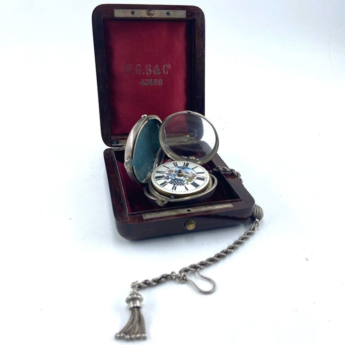 Vintage Silver Robert Hull Pocket Watch - Portuguese Masonry - '800