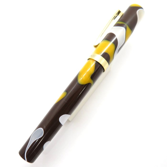 Moonman - S2 (Brown White Yellow Marble) – Mini pen - Stainless steel nib (F) - Fyldepen