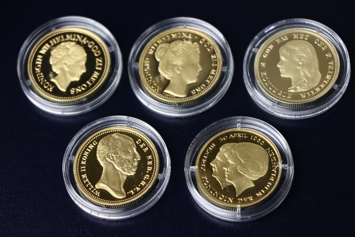 Holland Token Lot van Vergulde 24K Munten Naslagen (5 Stuks)  (Ingen mindstepris)