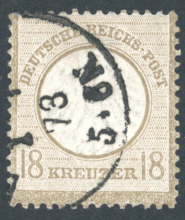 Tyske Rige - Brystskjold 1872 - Tyske Rige - første udgave 1872 - sauber gestempelte, gut gezähnte 18 Kr. kleiner Schild Mi.Nr. 11