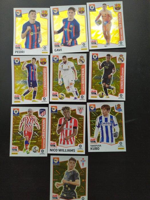 Panini - Liga 2022/23 - total con 10 cromos premium - 1 Empty album + complete loose sticker set