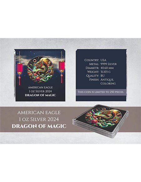 Förenta staterna. 1 Dollar 2024 Dragon of Magic - American Eagle, 1 Oz (.999)  (Ingen mindstepris)