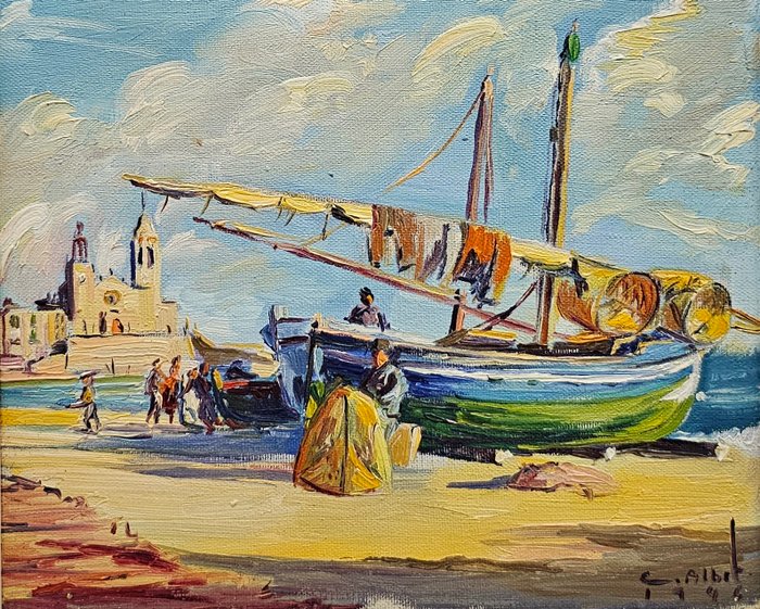 Carles Albet Olivella (1929-1970) - Barcas en la Costa de Sitges