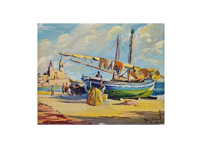 Carles Albet Olivella (1929-1970) - Barcas en la Costa de Sitges