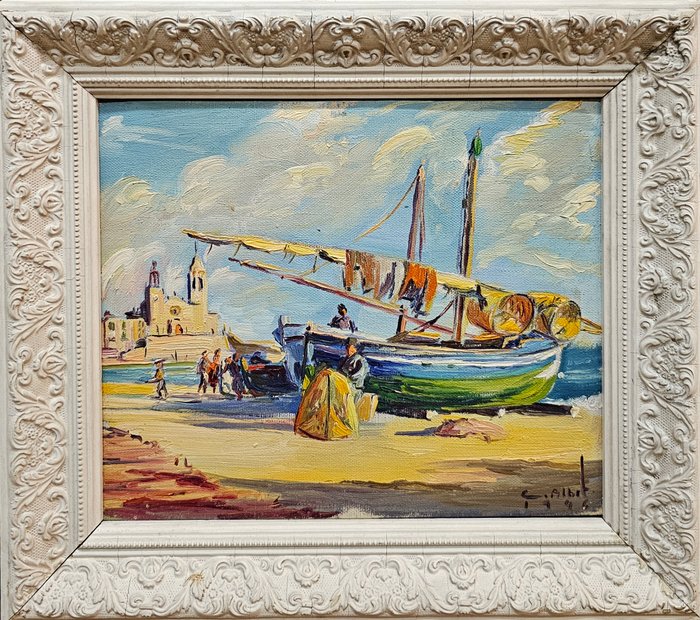 Carles Albet Olivella (1929-1970) - Barcas en la Costa de Sitges