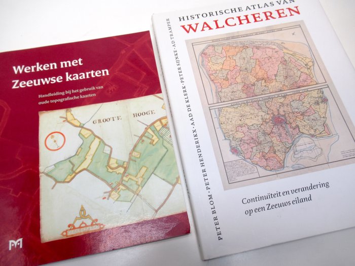 Holland - Zeeland, især Walcheren; Plancius, Mercator, Van Linschoten, Blaeu, Van Keulen, de Lasso, e.v.a. - Historische Atlas van Walcheren + Werken met Zeeuwse Kaarten - -1900