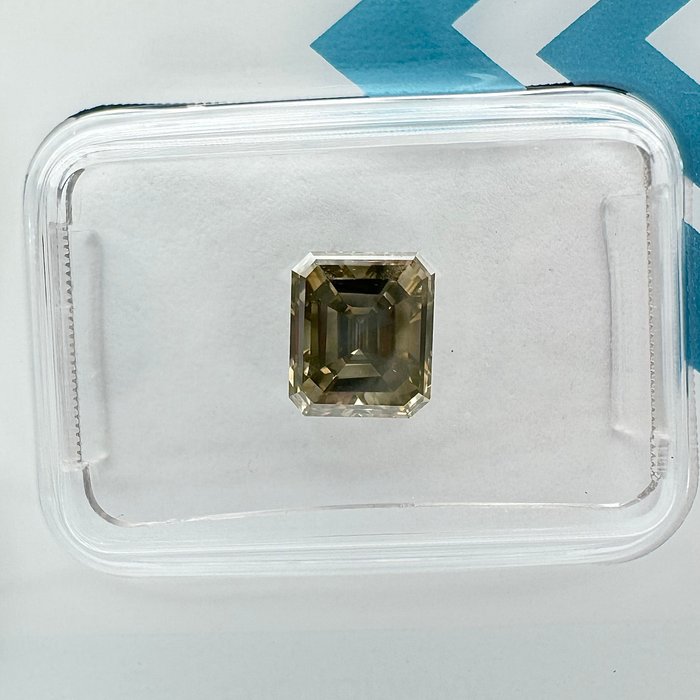 Ingen mindstepris - 1 pcs Diamant  (Naturfarvet)  - 1.51 ct - Smaragd - Fancy deep Brunlig, Grå Gul - SI2 - International Gemological Institute (IGI)