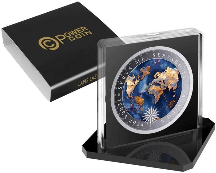 Tokelau. 5 Dollars 2024 "Lapis Latzuli Precious Earth - Terra", 1 Oz (.999)  (Ingen mindstepris)