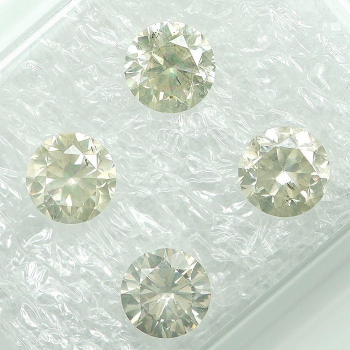 4 pcs Diamant  (Natur)  - 1.13 ct - I1, I2 - Gem Report Antwerp (GRA)