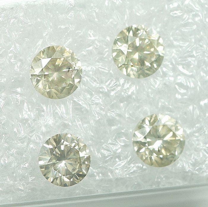 4 pcs Diamant  (Natur)  - 1.13 ct - I1, I2 - Gem Report Antwerp (GRA)