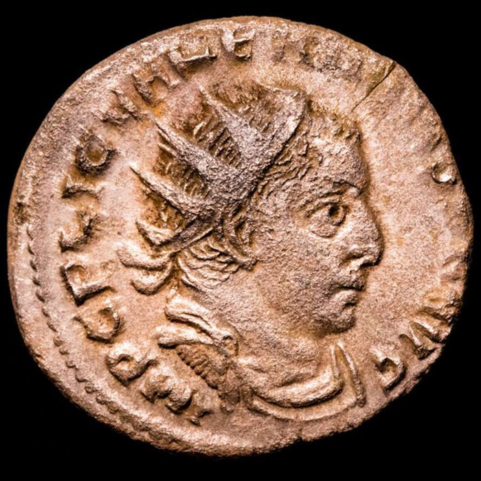 Romarriket Valerian I (AD 253-260) Antoninianus Rome mint 257 AD - ORIENS AVGG Sol radiate raising his right hand in salute and holding whip  (Ingen mindstepris)