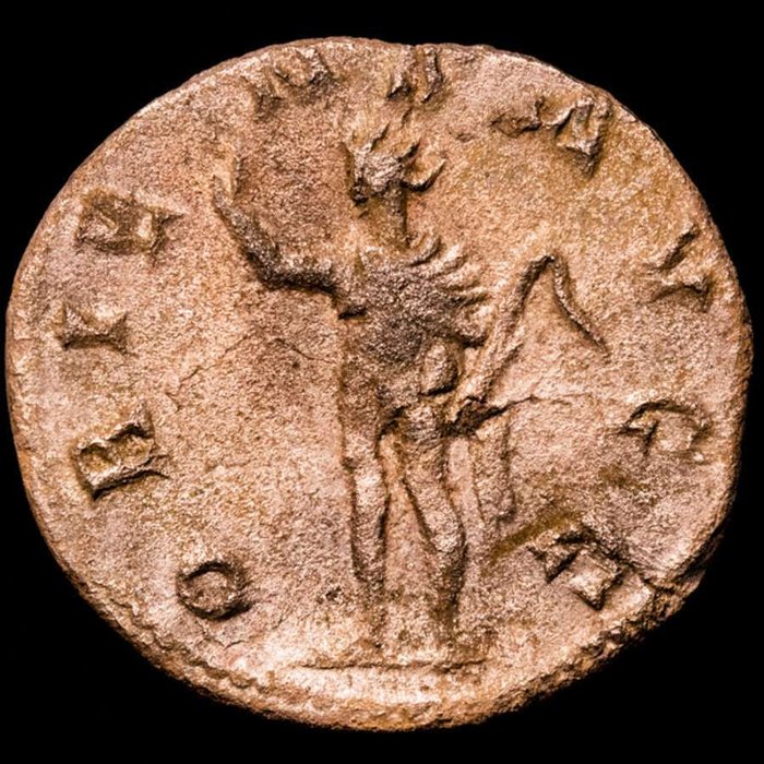 Romarriket Valerian I (AD 253-260) Antoninianus Rome mint 257 AD - ORIENS AVGG Sol radiate raising his right hand in salute and holding whip  (Ingen mindstepris)