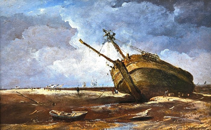 Louis Francia (1772-1839), Attributed to - Bateau sur la grève