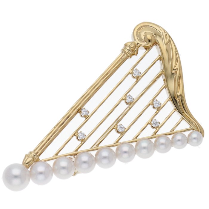 Broche - 18 kraat Gulguld - Mikimoto