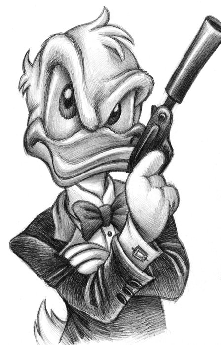 Joan Vizcarra - Donald Duck, Agent 007 - A.P. Signed Giclée