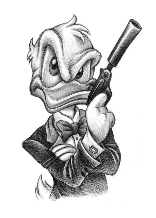 Joan Vizcarra - Donald Duck, Agent 007 - A.P. Signed Giclée