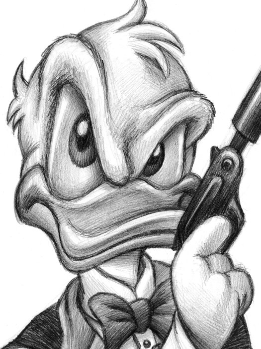 Joan Vizcarra - Donald Duck, Agent 007 - A.P. Signed Giclée