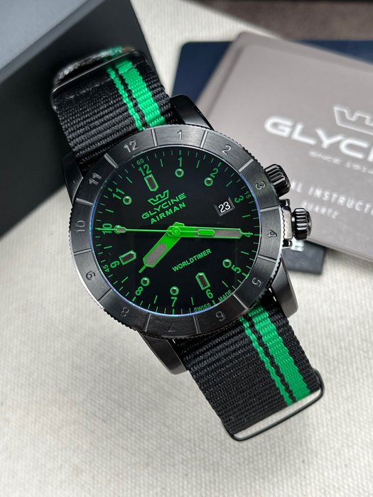 Glycine - Airman Green - Worldtimer Date - Ingen mindstepris - Mænd - 2011-nu