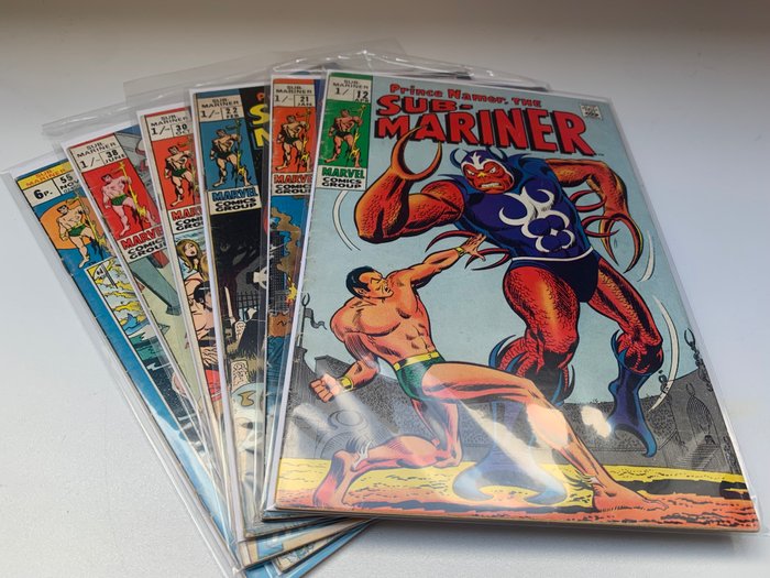 Sub-Mariner 12, 21, 22, 30, 38, 55 - 6 Comic - Første udgave - 1969/1972