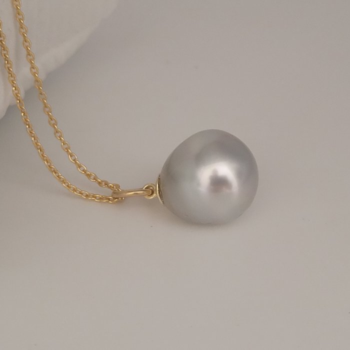 Ingen mindstepris - Vedhæng - 18 kraat Gulguld - Tahiti Pearl 15 x 13 mm