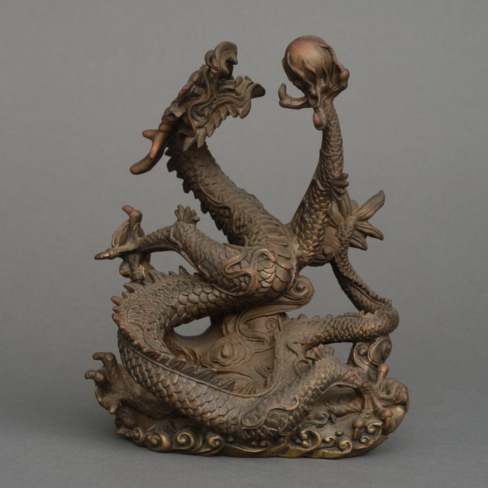 Dragon okimono - Patineret bronze - Japan - Shōwa-periode (1926-1989)