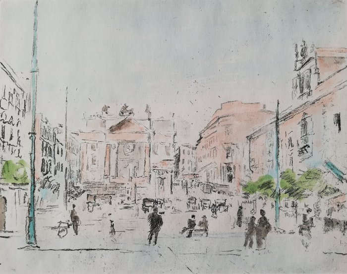 Michele Cascella (1892-1989) - Piazza d'Italia