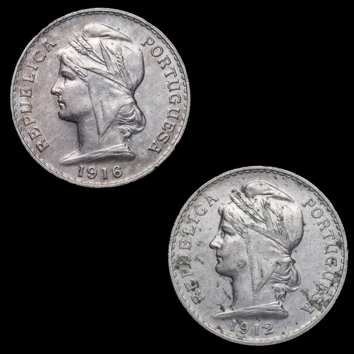 Portugal Republic 50 centavos 1912/1916 (2 monedas)  (Ingen mindstepris)