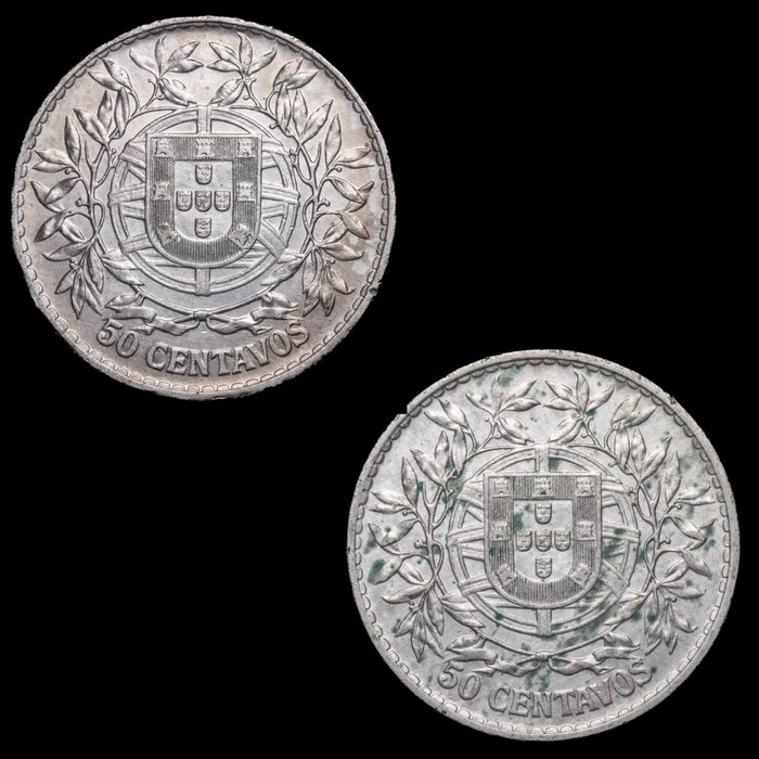 Portugal Republic 50 centavos 1912/1916 (2 monedas)  (Ingen mindstepris)