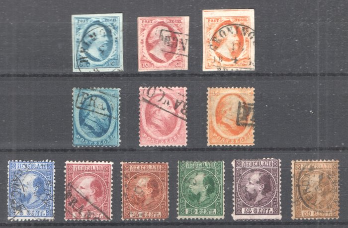 Holland 1852/1868 - Kong Willem III - 1. til 3. udgave - med halvcirkelformet stempel Groningen - NVPH 1/12