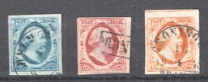 Holland 1852/1868 - Kong Willem III - 1. til 3. udgave - med halvcirkelformet stempel Groningen - NVPH 1/12