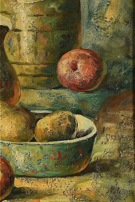 T. Denver (XX) - Still life with fruit and pottery