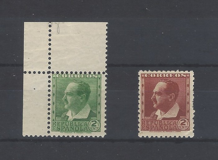 Spanien 1938 - Farvefejl 2 Cts. Karakterer - Edifil Esp. nº 662cc