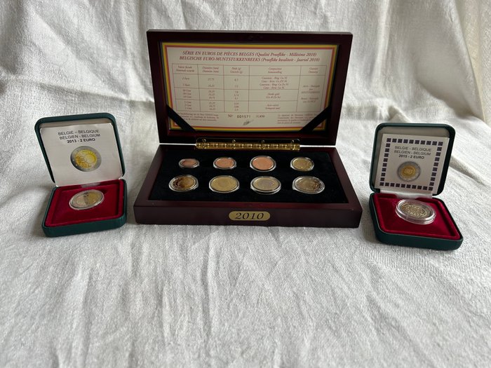 Belgien Proof set / 2 Euro 2010/2015 (3 items) Proof  (Ingen mindstepris)