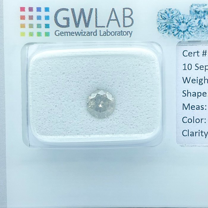 Ingen mindstepris - 1 pcs Diamant  (Natur)  - 050 ct - Rund - I - I2 - Gemewizard Gemological Laboratory (GWLab)