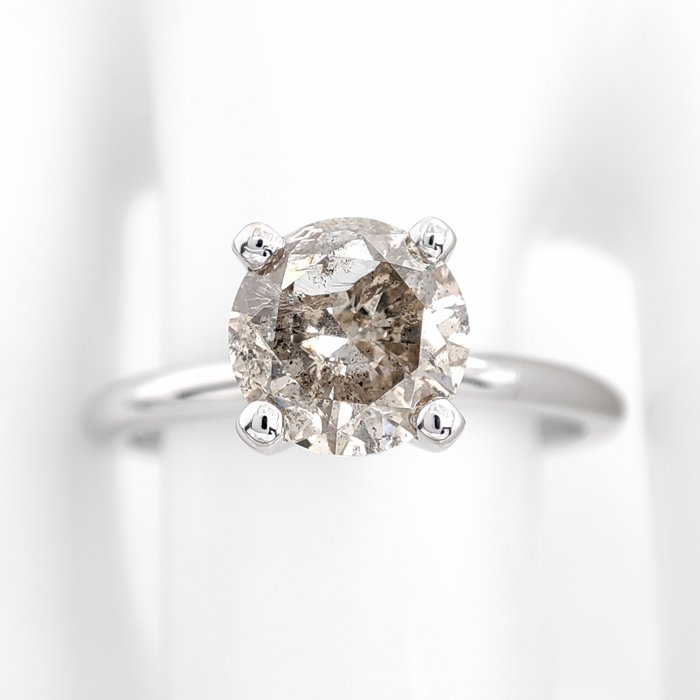 Ingen mindstepris - Ring - 14 karat Hvidguld -  1.56ct. tw. Grå Diamant (Naturfarvet)