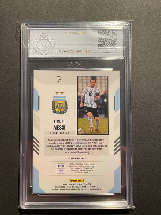 2021/22 Panini Score FIFA Lionel Messi #71 Green Lasers 1/5 - 1 Card - Næsten så god som ny (NM)