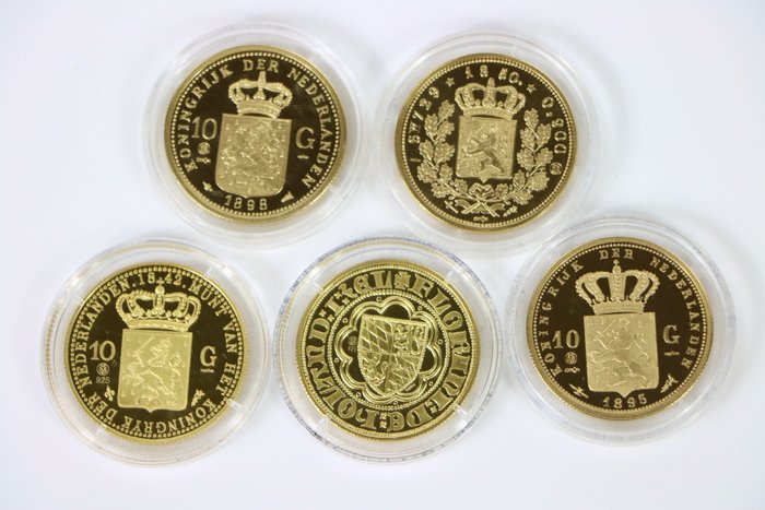 Holland. ND (5 Stuks) Lot van Vergulde 24K Munten (Naslagen)  (Ingen mindstepris)