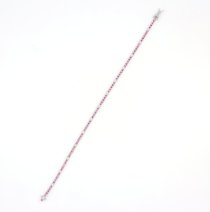 Ingen mindstepris - Armbånd - 18 kraat Hvidguld -  1.75ct. tw. Rubin - Diamant